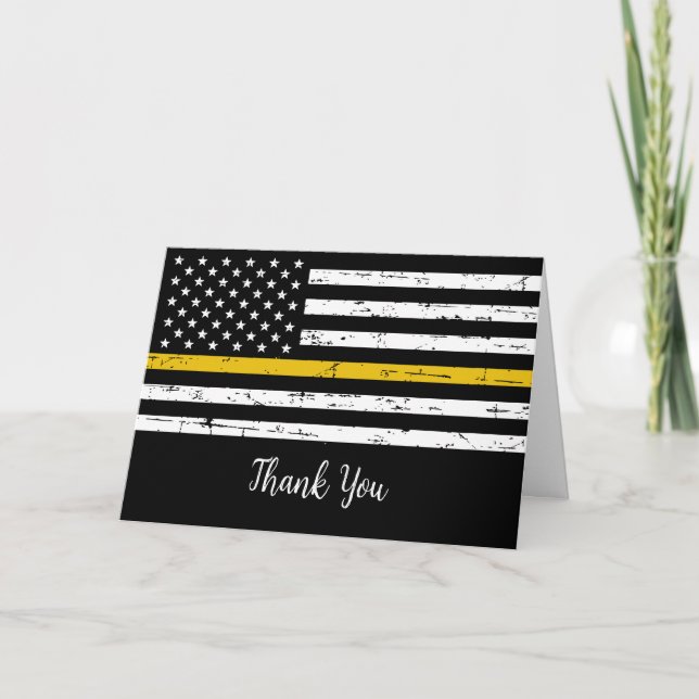 Dispatcher Thin Yellow Line Fire Police Thank You Card (Front)