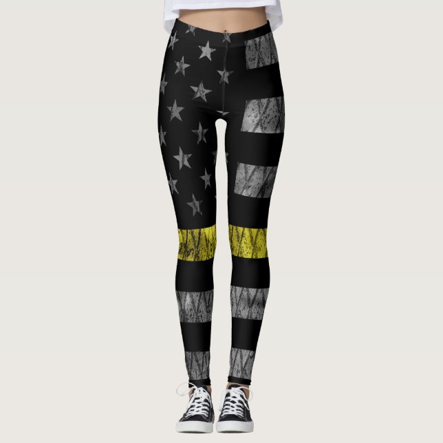 Dispatcher Thin Yellow Line Flag Leggings (Front)