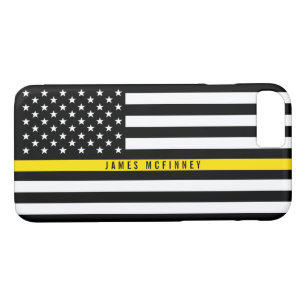 Dispatcher Thin Yellow  Line Flag Monogrammed Case-Mate iPhone Case