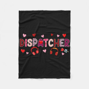 Dispatcher Tools Valentine's Day Leopard Cute Hear Fleece Blanket