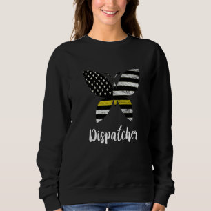 Dispatcher Usa America Flag Butterfly Freedom 911  Sweatshirt
