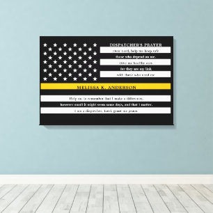 Dispatcher's Prayer Personalised Thin Gold Line Canvas Print