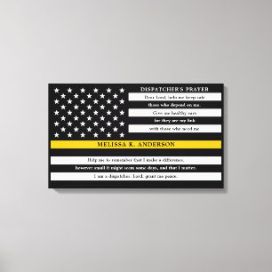 Dispatcher's Prayer Personalised Thin Gold Line Canvas Print