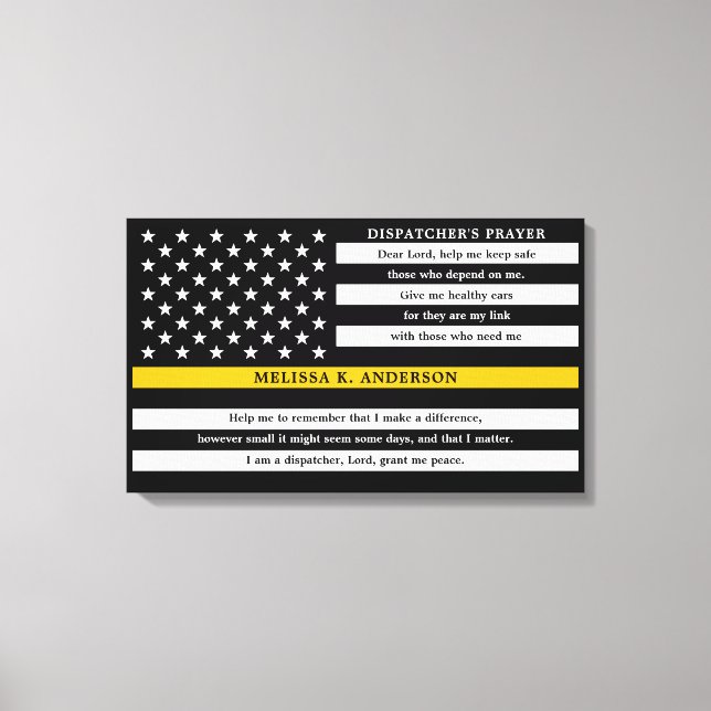 Dispatcher's Prayer Personalised Thin Gold Line Canvas Print (Front)