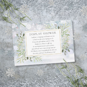 Display Baby Shower Greenery Winter Snowflakes Enclosure Card