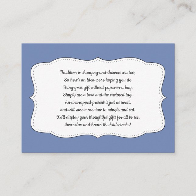 Display bridal shower, insert card, ANY COLOR (Front)