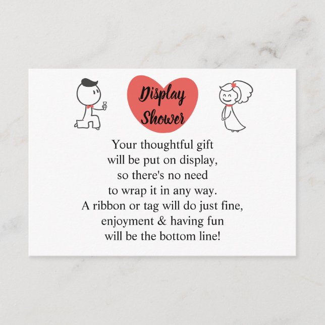 Display Bridal Wedding Shower Wedding Couple  Enclosure Card (Front)