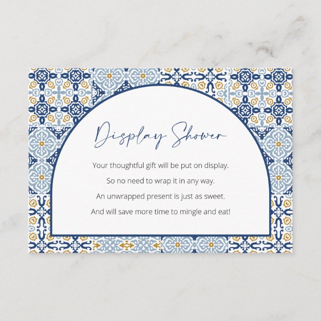 Display Shower, Capri Baby Shower, Italian Theme   Enclosure Card (Front)