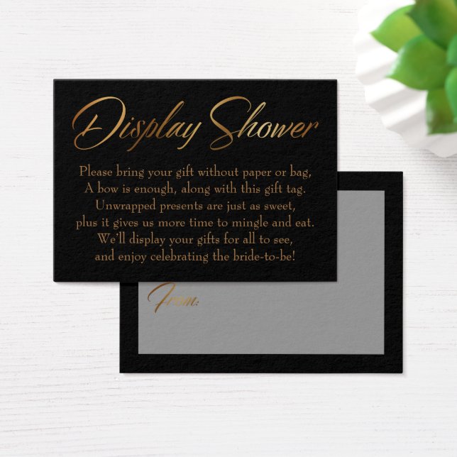 Display Shower Elegant Gold & Black Gift Tag Card (Desk)