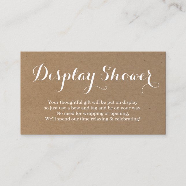 Display Shower Enclosure Card Insert | Rustic (Front)