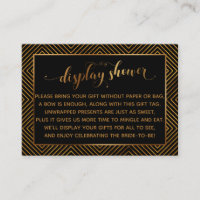 Display Shower Hearts Gold Script Gift Tag, Black