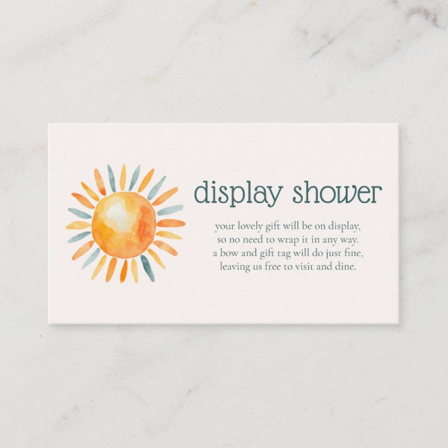Display Shower Here Comes the Son Baby Boy Shower Enclosure Card (Front)