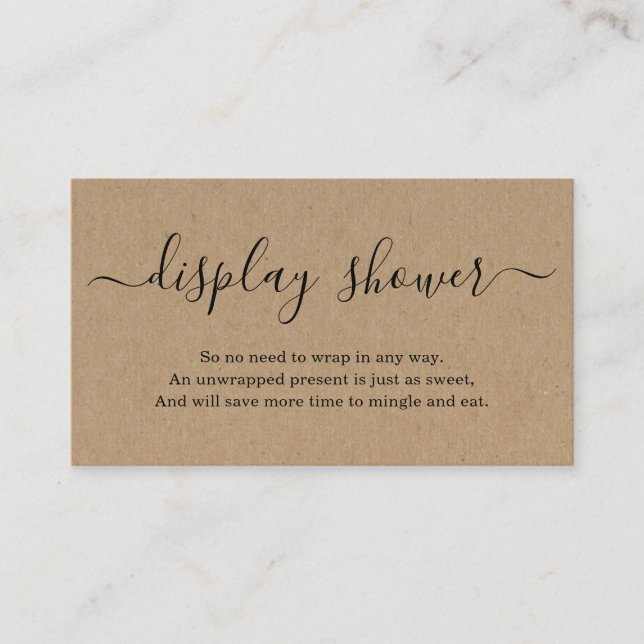 Display Shower Insert for Invitation  Rustic Kraft (Front)