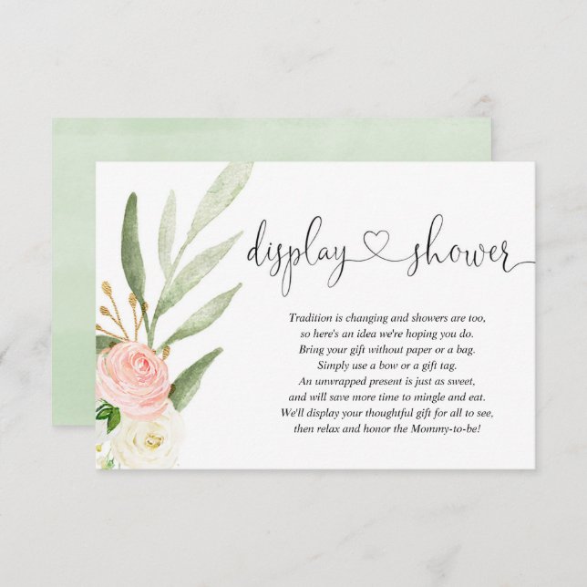 Display shower insert pink gold heart baby shower (Front/Back)