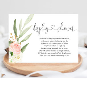 Display shower insert pink gold heart baby shower