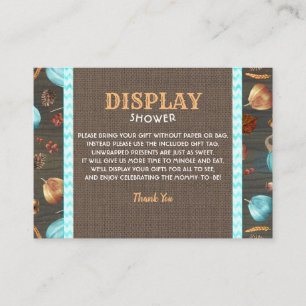 Display Shower Orange and Blue Rustic Pumpkins Enclosure Card