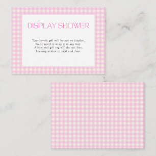 Display Shower Pink Gingham Girl Baby Shower Enclosure Card