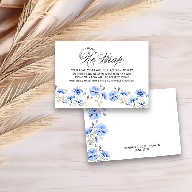 Display Shower Something Blue Floral Bridal Shower Enclosure Card (No Wrap insert card for Display Shower - from my Something Blue Floral Bridal Shower Collection)