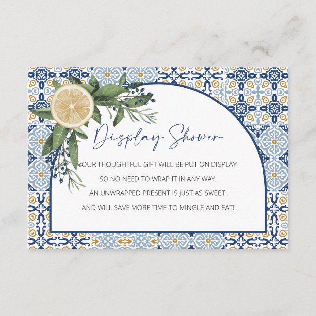 Display Shower, Unwrapped Citrus Italian Theme   Enclosure Card (Front)