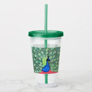 Displaying Peacock Painting Acrylic Tumbler