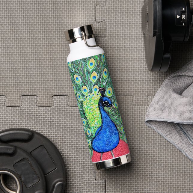 Displaying Peacock Painting Water Bottle (Gym (Rotated))