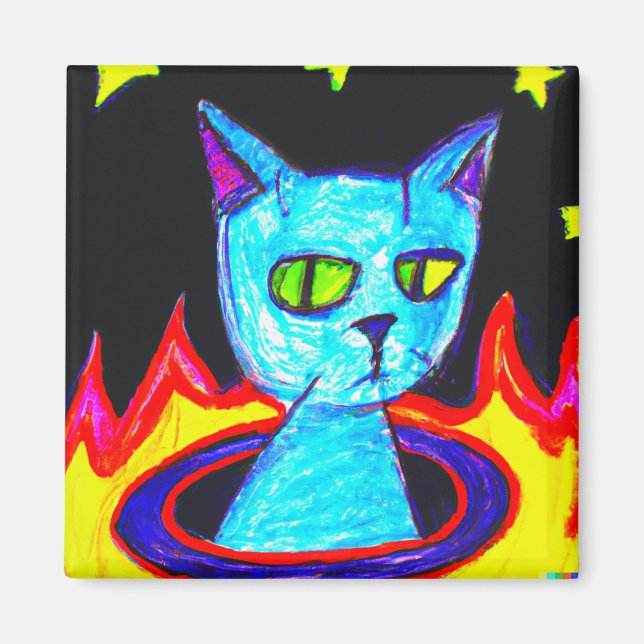 Displeased cat t-shirt magnet (Front)
