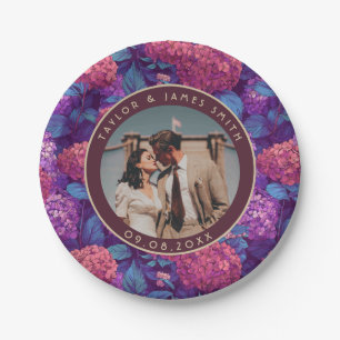 Disposable Hydrangeas Plates For Wedding Party