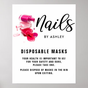 Disposable Masks Nail Salon Poster