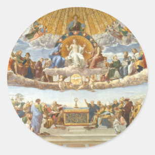 Disputation of the Holy Sacrament, Raphael Sanzio Classic Round Sticker