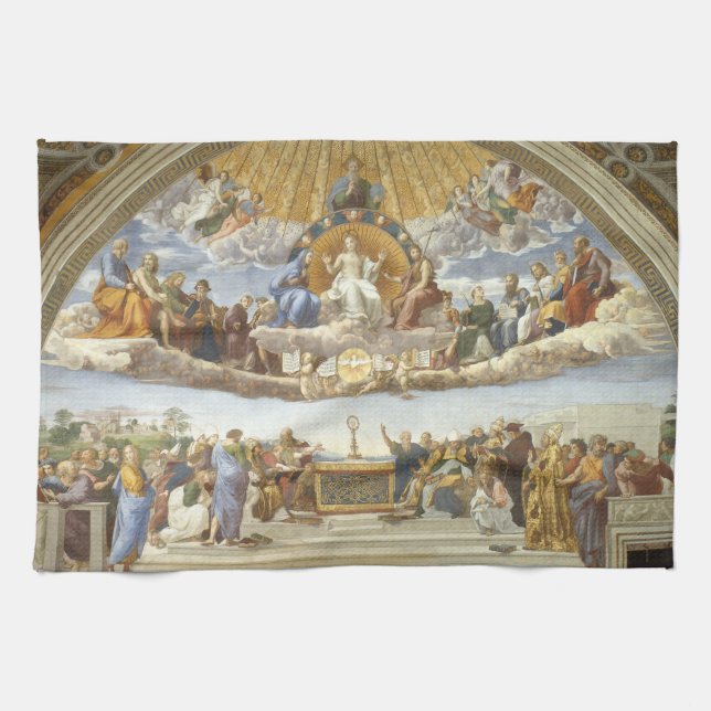 Disputation of the Holy Sacrament, Raphael Sanzio Tea Towel (Horizontal)