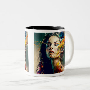 Dissolving Woman Two-Tone Mug, 11 oz Coffee Mug