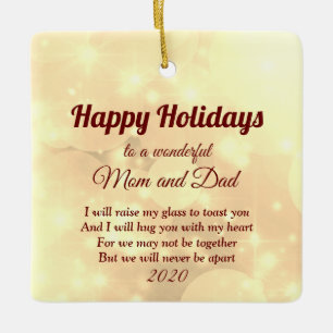 Distance Happy Holidays Mum and Dad Ceramic Ornament