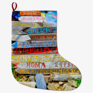 Distance sign large christmas stocking