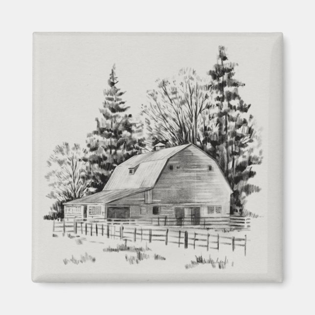 Distant Barn Sketch I Magnet (Front)