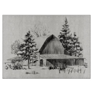 Distant Barn Sketch II Cutting Board