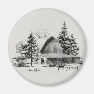 Distant Barn Sketch II Magnet