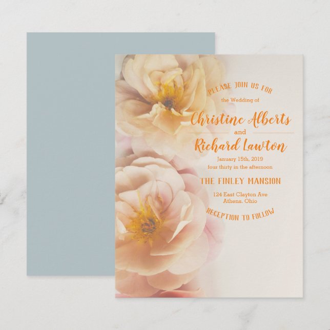 Distant Drums Floral Wedding Invitation (Front/Back)