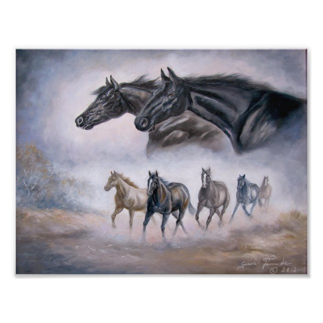 Distant Thunder, running horses Photo Print (Front)