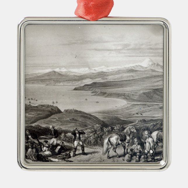 Distant View of the Aconcagua Volcano Metal Tree Decoration (Front)