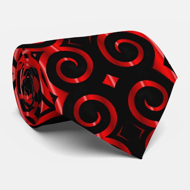 Distinctive black swirls (Red) Tie (Rolled)