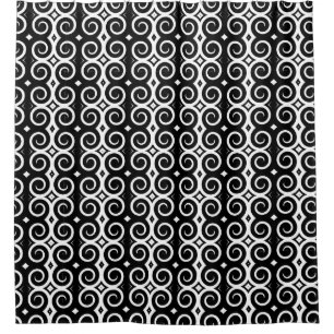 Distinctive black swirls shower curtain