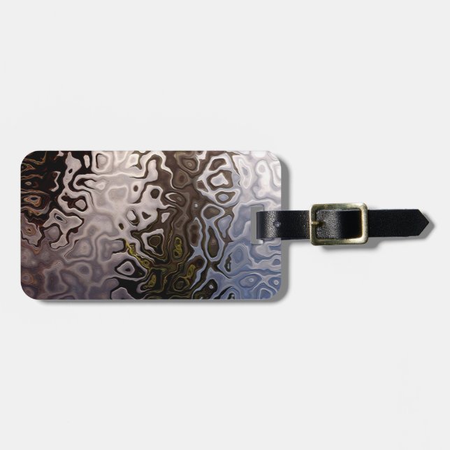 Distinctive Brown Grey Shimmering Snakeskin Effect Luggage Tag (Front Horizontal)