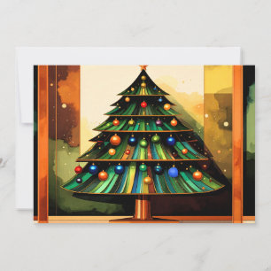 Distinctive Happy Modern Holiday Christmas Tree Card