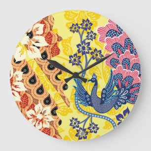 Distinctive Indonesian Batik Motifs Large Clock