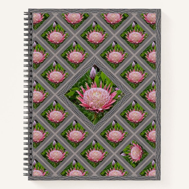 Distinctive Notebook with Lovely Pink Proteas (Front)