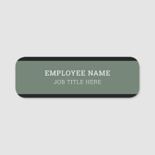 Distinctive Sage Green and Black Modern Clean Name Tag