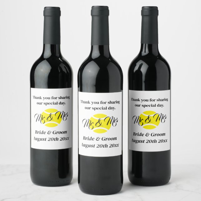 Distinctive tennis theme wedding party wine labels (Bottles)