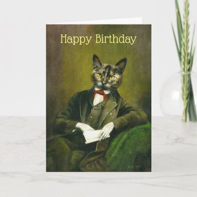 Distinguished Cat Gentleman Birthday Card (Front)