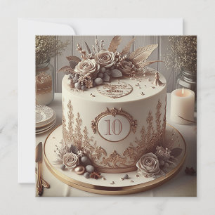 DISTINGUISHED EDITABLE WEDDING ANNIVERSARY CAKE INVITATION