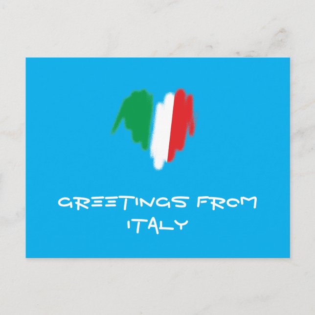 Distinguished Flag Italian Colours Graffiti Heart Postcard (Front)